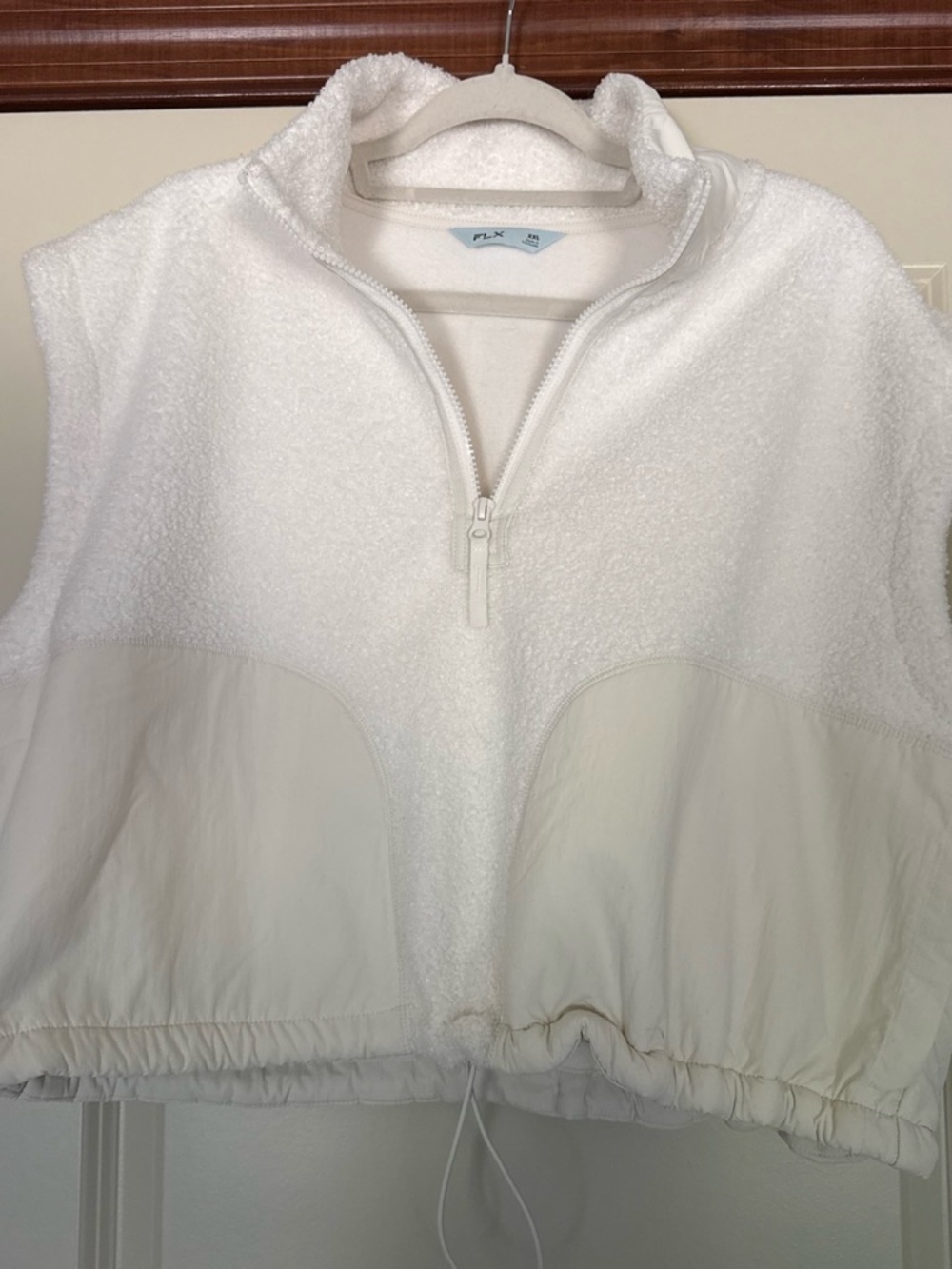 Women’s White Sherpa Half-Zip Vest by FLX
